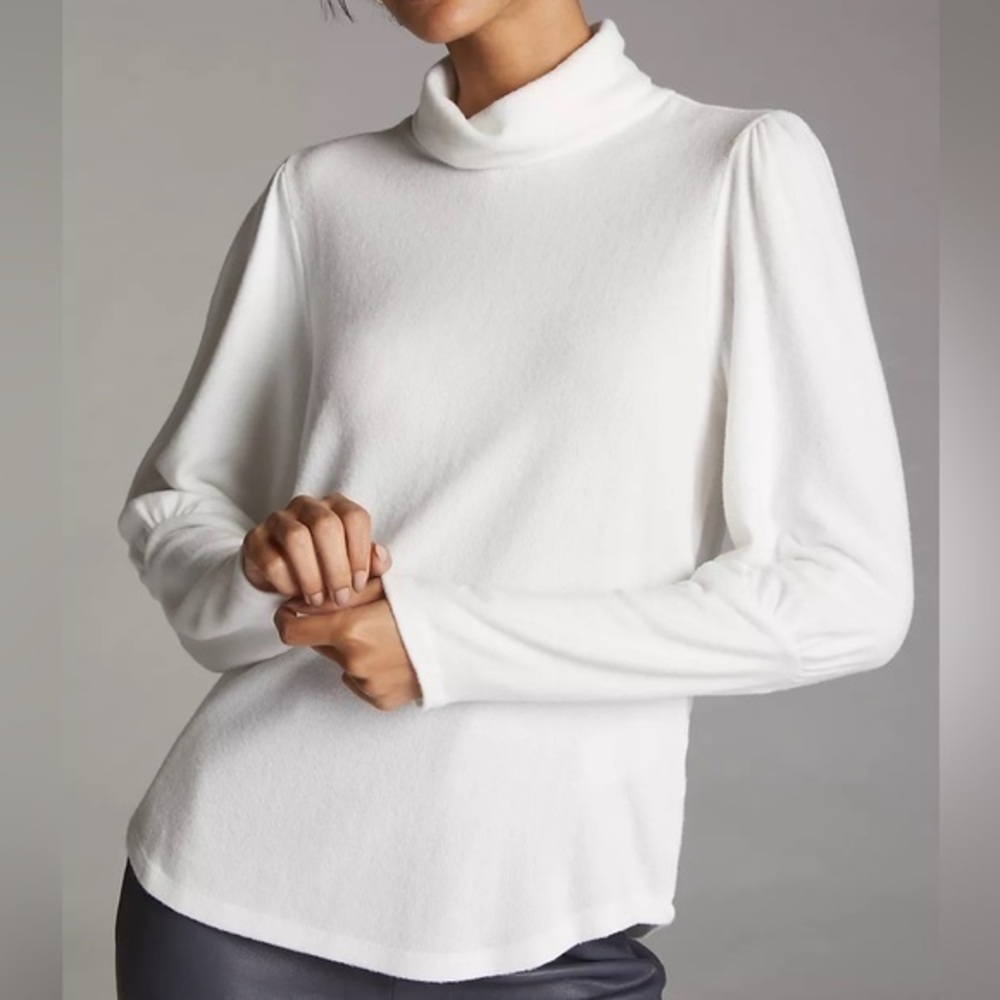 Anthropologie Puff-Sleeved Turtleneck Top